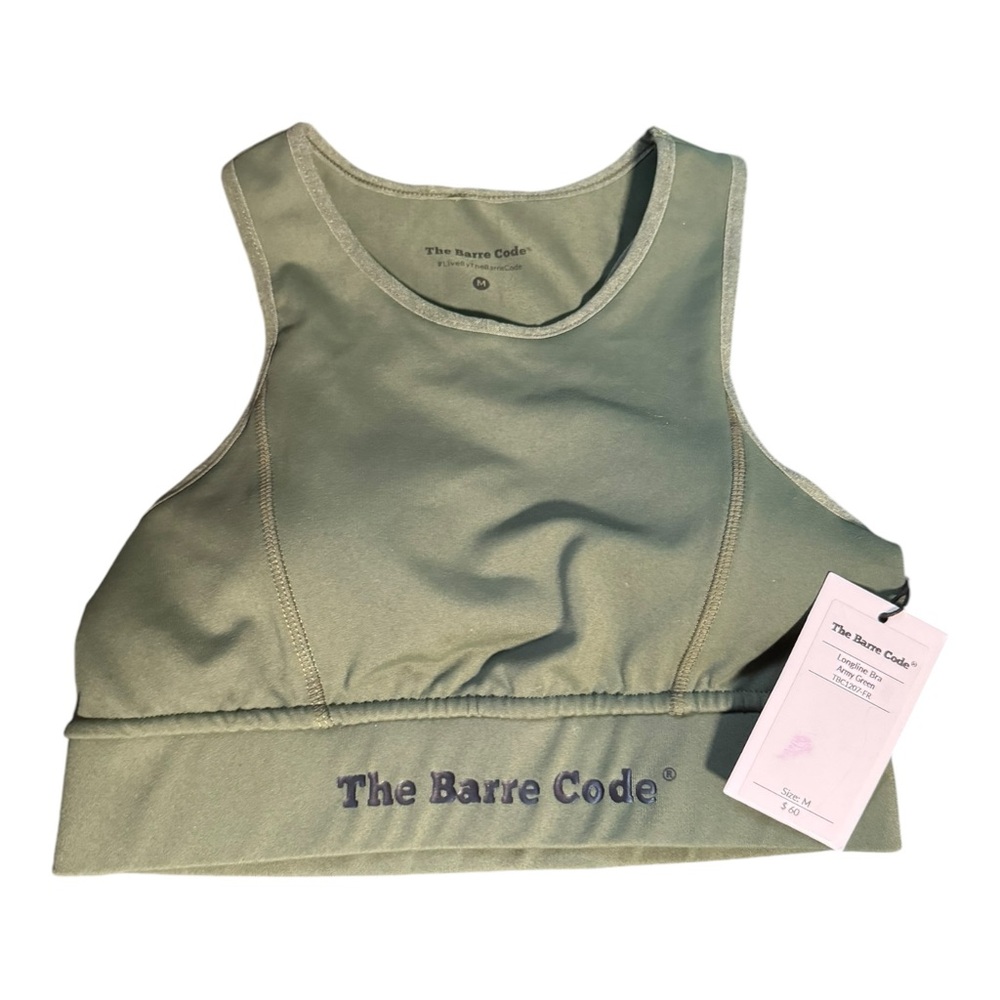The Barre Code Longline Bra Army Green Size Medium NWT